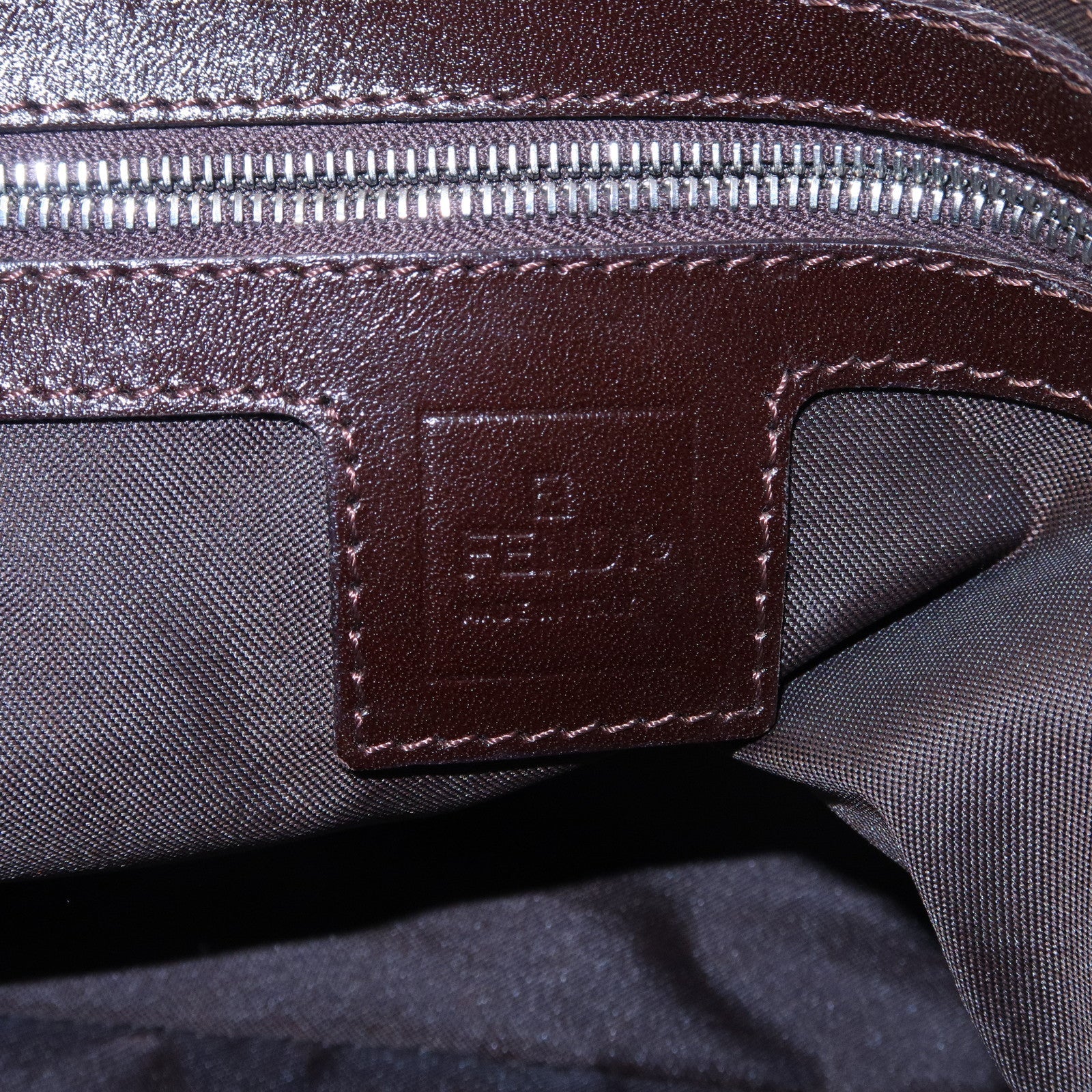FENDI Zucca Canvas Leather Shoulder Bag Brown 222826