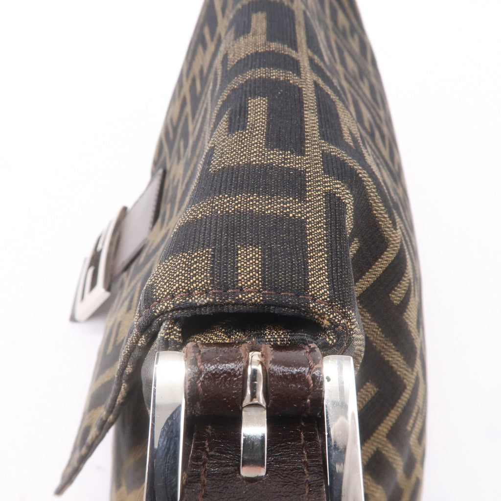 FENDI Mamma Baguette Zucca Canvas Leather Shoulder Bag 26325