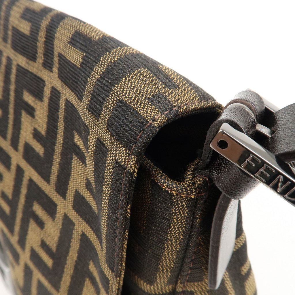 FENDI Mamma Baguette Zucchino Canvas Leather Shoulder Bag 8BR001