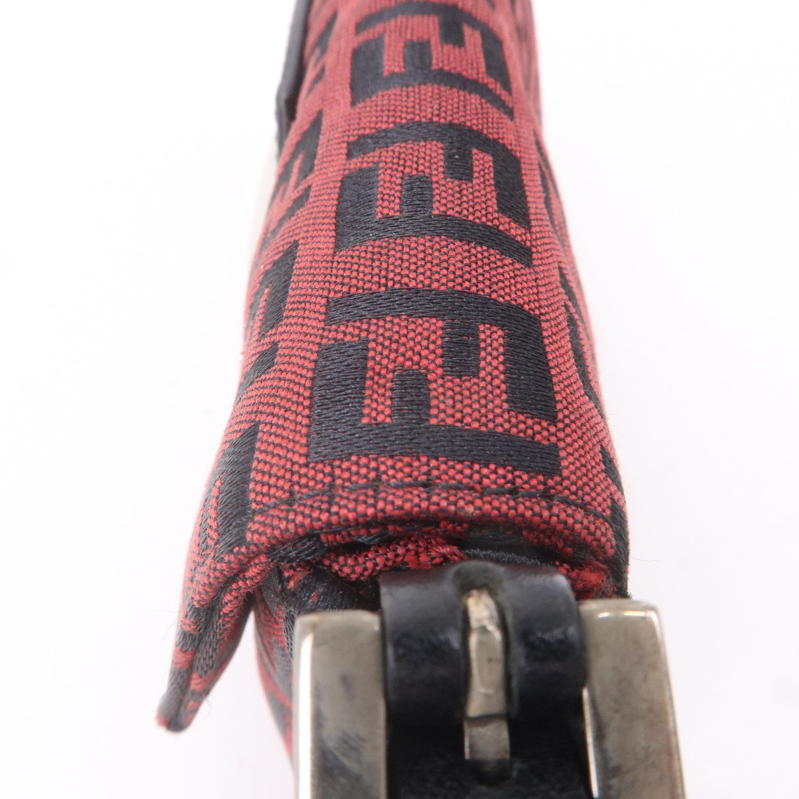 FENDI Mini Mamma Baguette Zucchino Canvas Leather Bag Red 8BK005