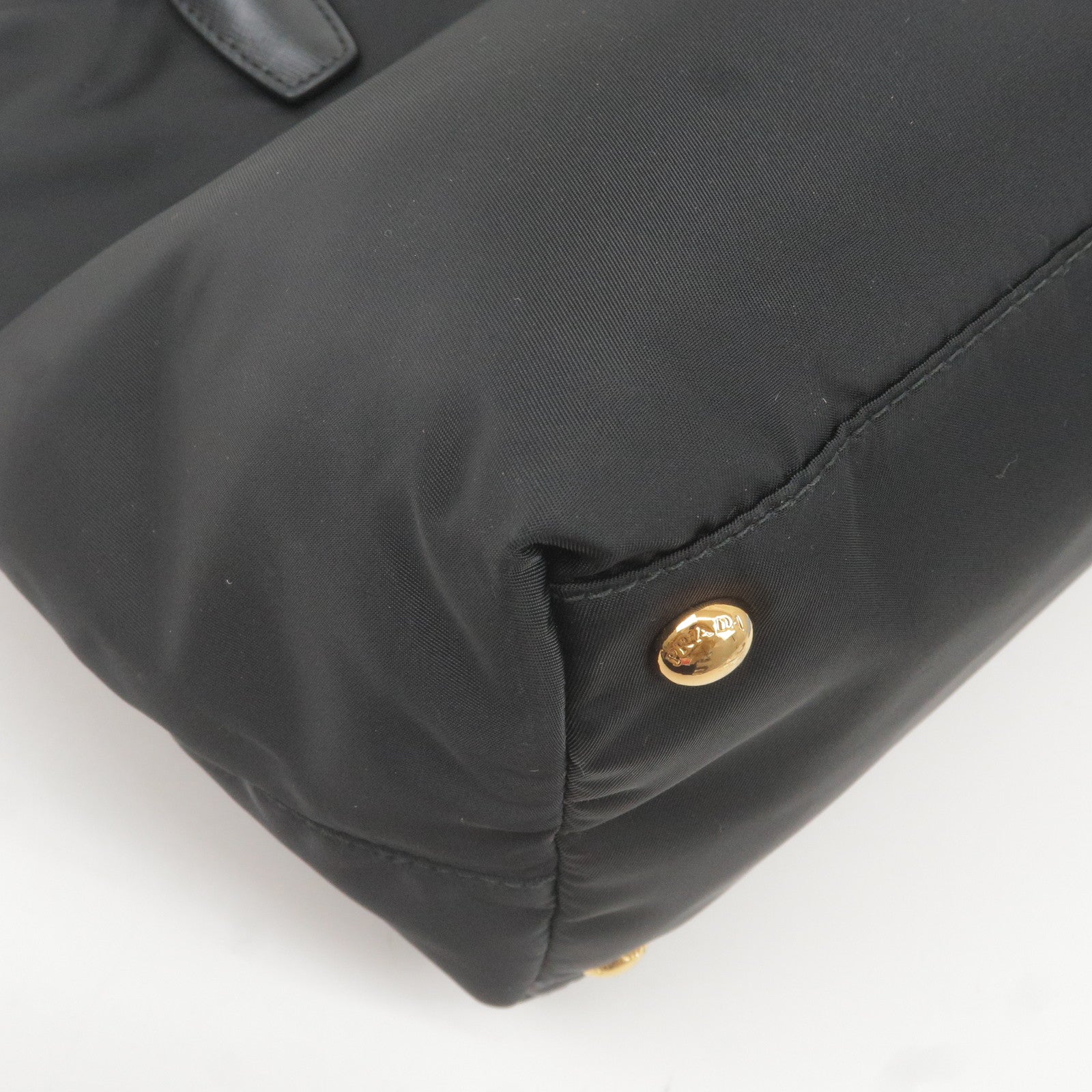 Prada Logo Nylon Leather 2Way Bag Hand Bag NERO Black BN2106