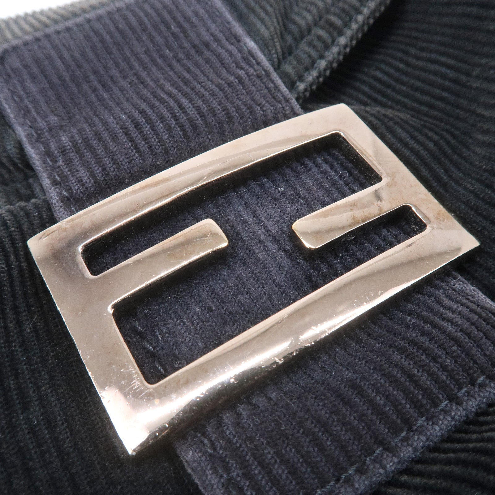 FENDI Corduroy Shoulder Bag Hand Bag Black