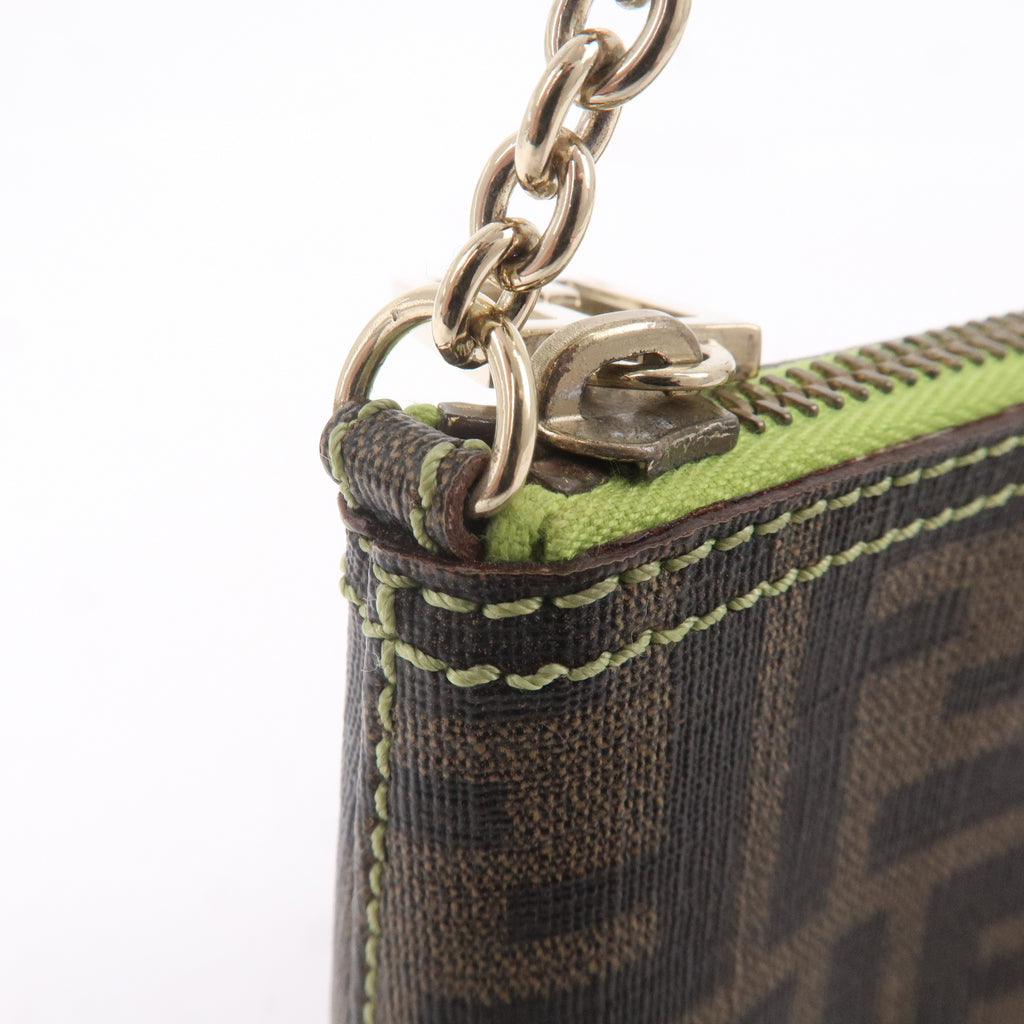 FENDI Zucca Print PVC Accessory Pouch Bag Khaki Green 8BR592