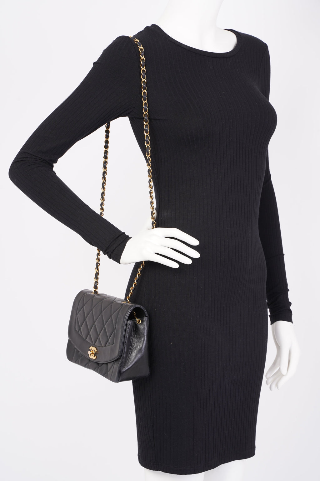 Chanel Diana Flap Black Lambskin Leather