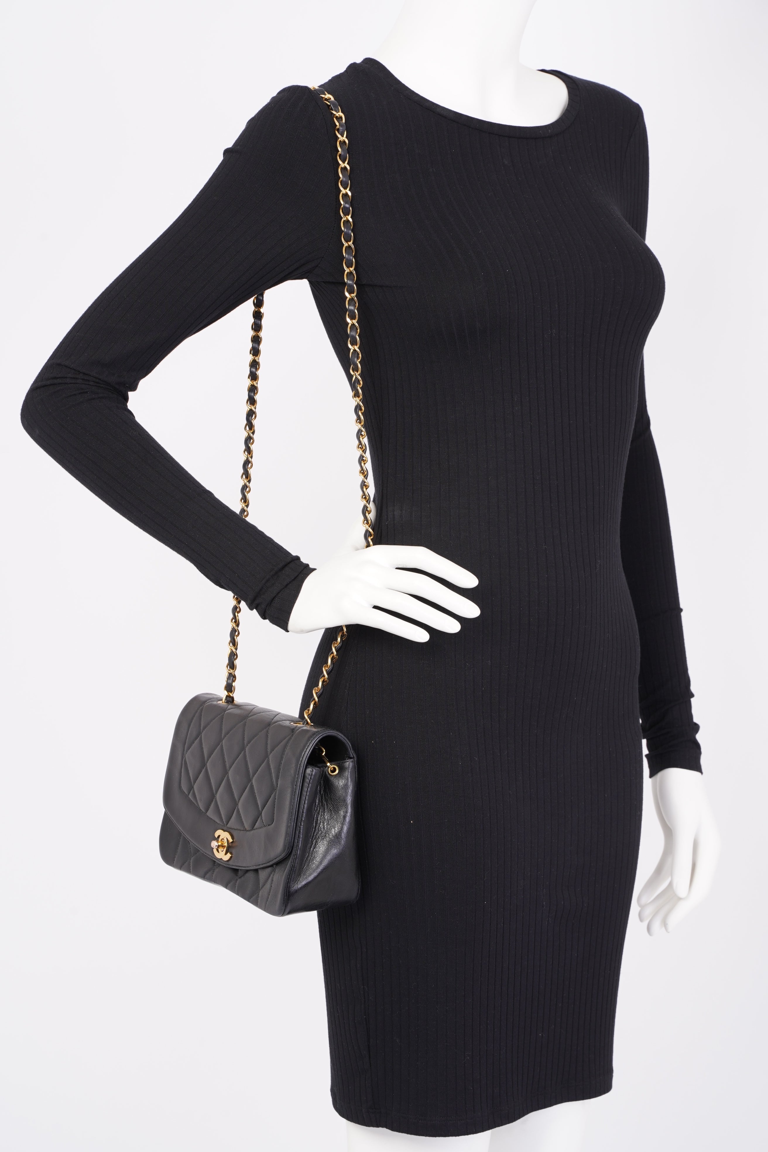 Chanel Diana Flap Black Lambskin Leather