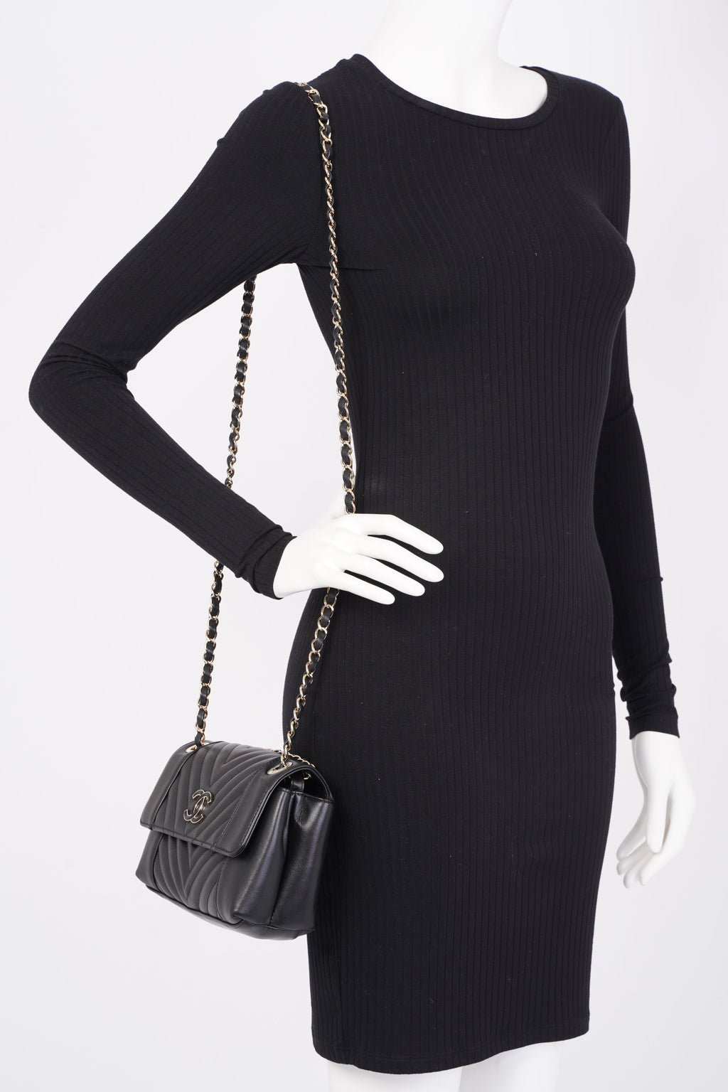 Chanel Chevron Classic Flap Black Leather