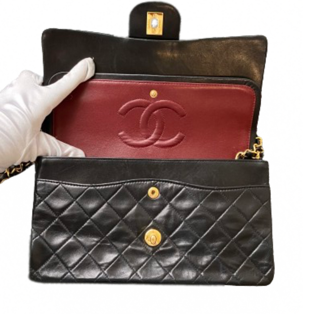 Chanel Black Leather Double flap shoulder bag
