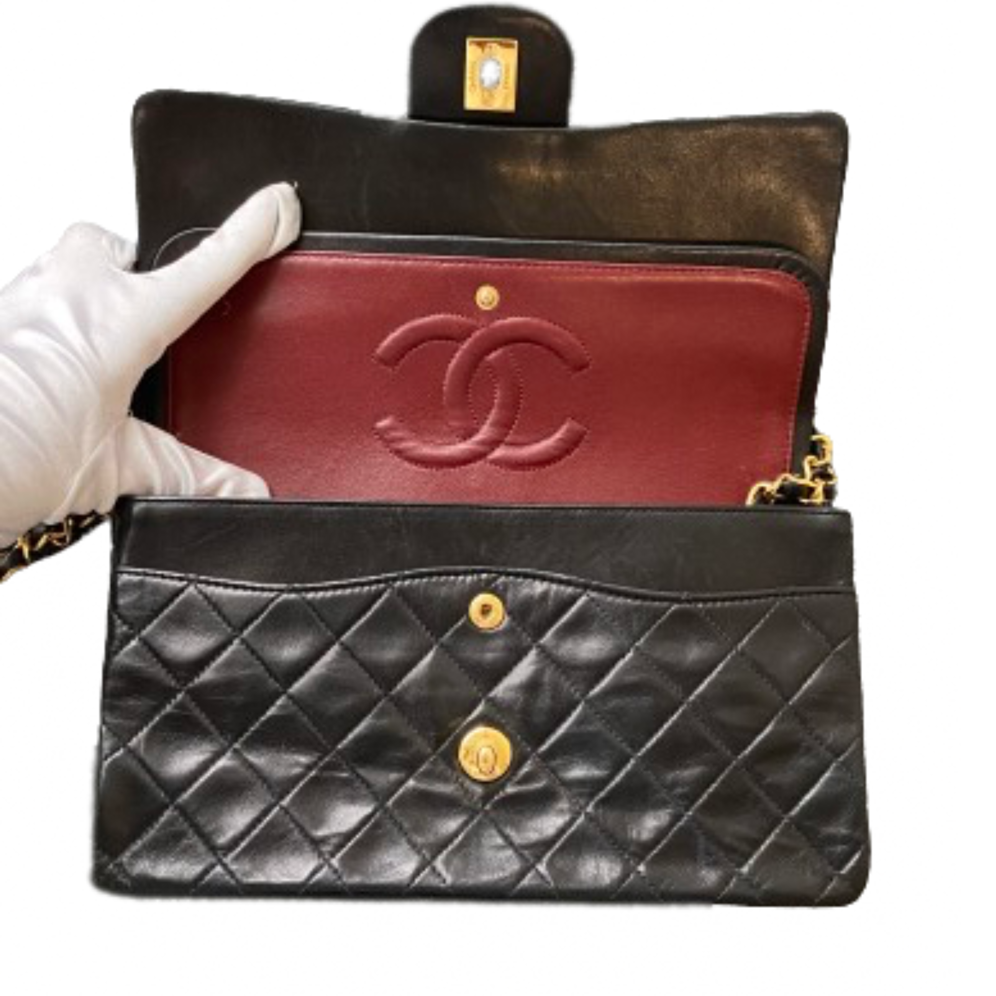 Chanel Black Leather Double flap shoulder bag