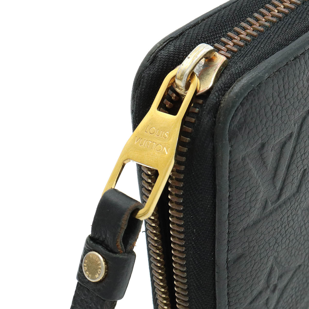 Louis Vuitton Monogram Emplant Zippie Wallet Round Fassner Long Wallet Leather Noir Black M60571