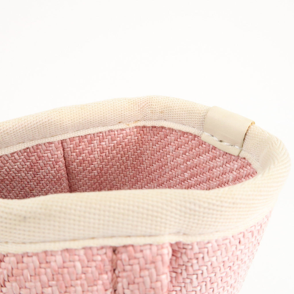 CHANEL Deauville MM Straw Leather Chain Tote Bag Pink A67001