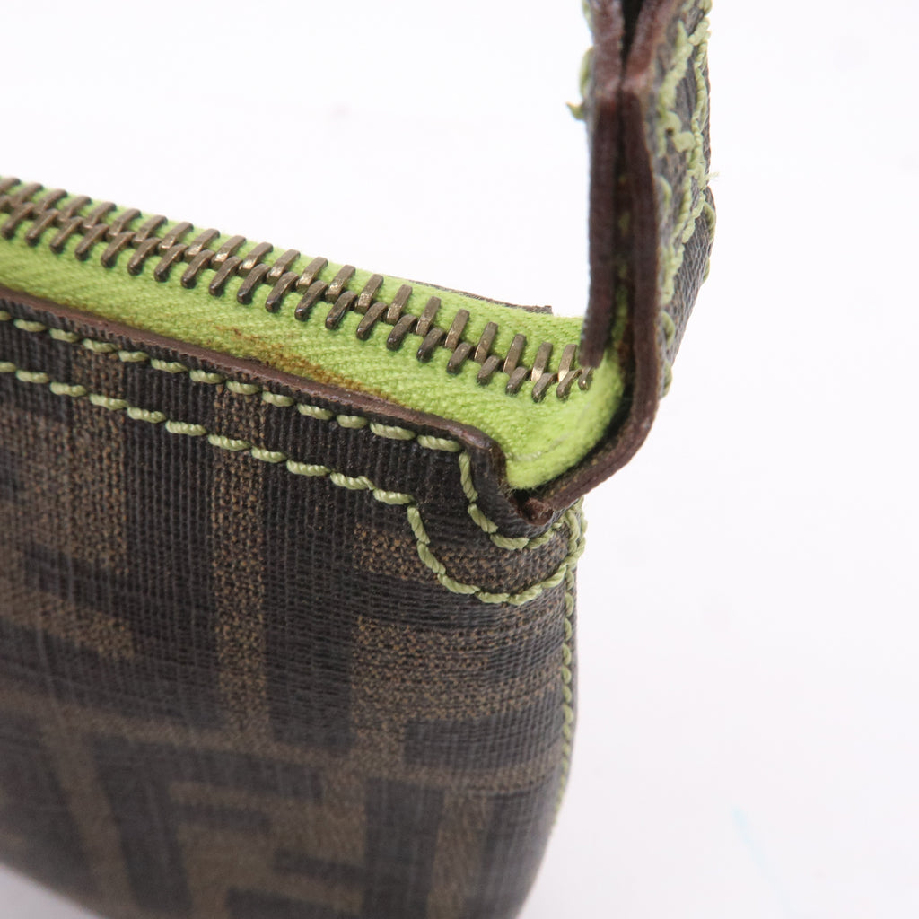 FENDI Zucca Print PVC Accessory Pouch Bag Khaki Green 8BR592