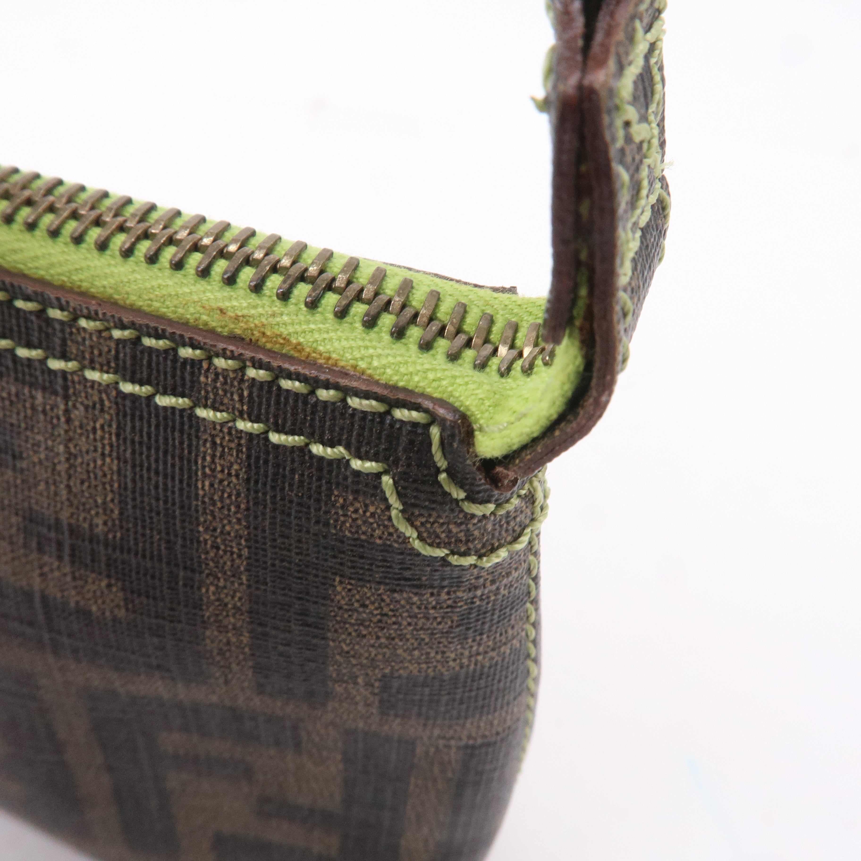 FENDI Zucca Print PVC Accessory Pouch Bag Khaki Green 8BR592