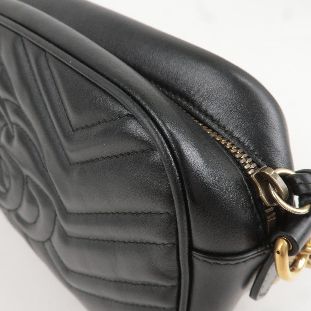GUCCI GG Marmont Leather Chain Shoulder Bag Black 447632