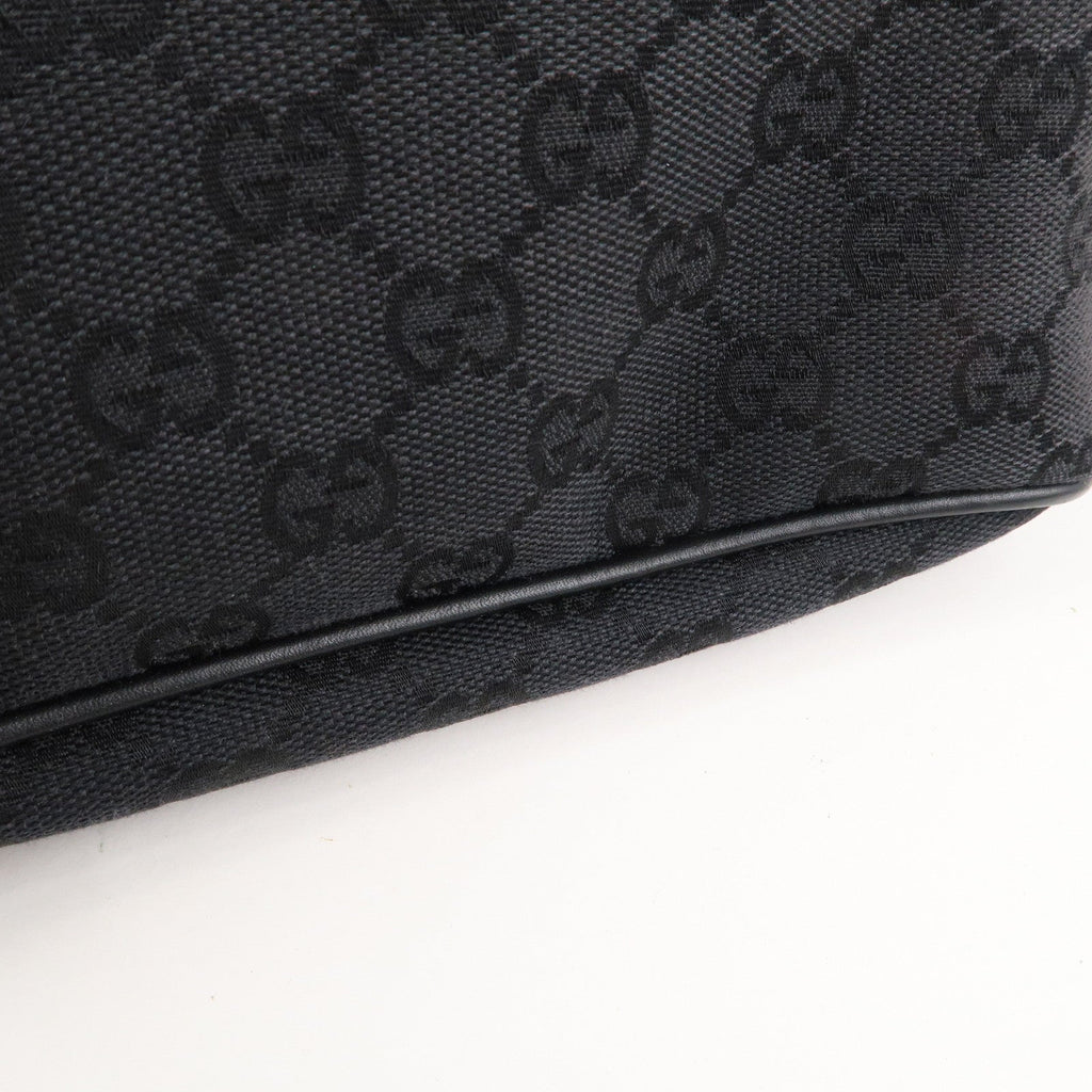 GUCCI Boat Bag GG Monogram Canvas Leather Pouch Black 039.1103