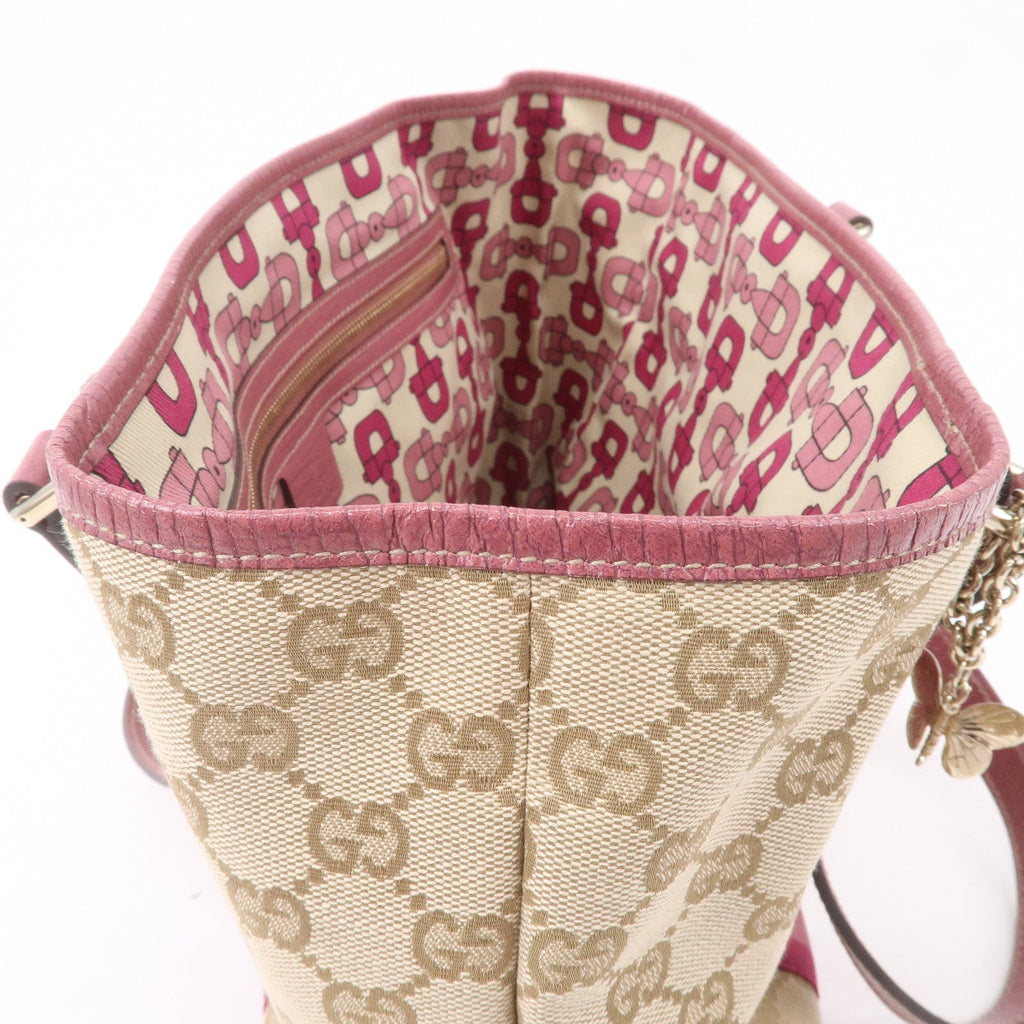 GUCCI Sherry GG Canvas Leather Shoulder Tote Bag Beige Pink 137396