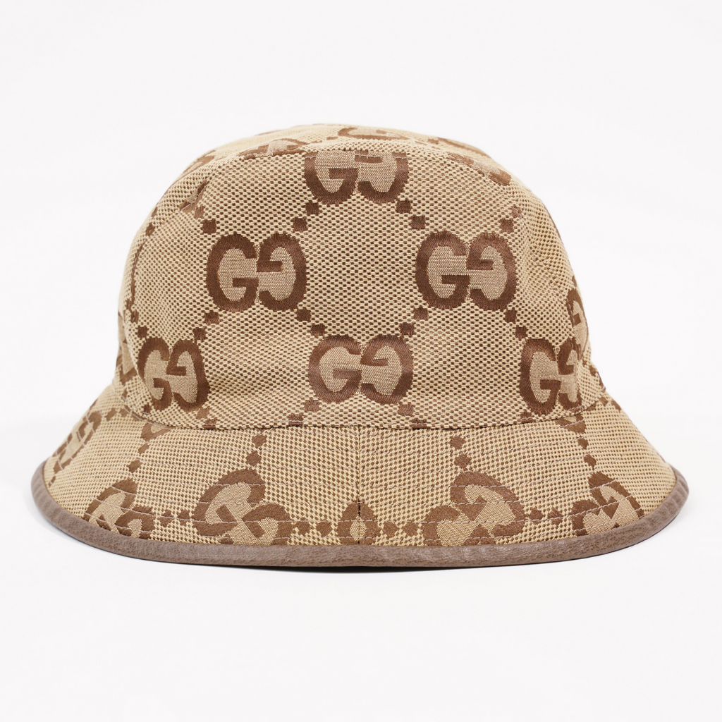Gucci Womens GG Canvas Bucket Hat Camel