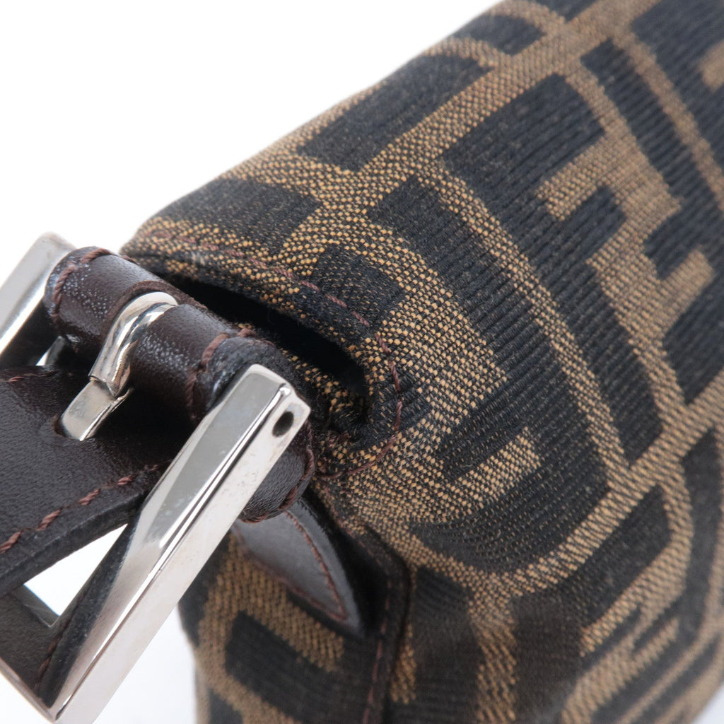 FENDI Mamma Baguette Zucca Canvas Leather Shoulder Bag Brown 26424