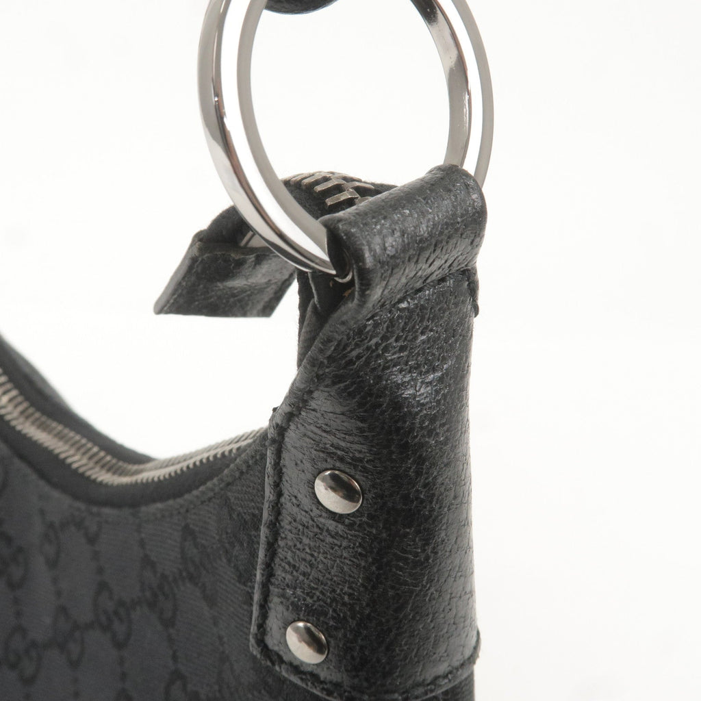GUCCI GG Monogram Canvas Leather Shoulder Bag Black 115003