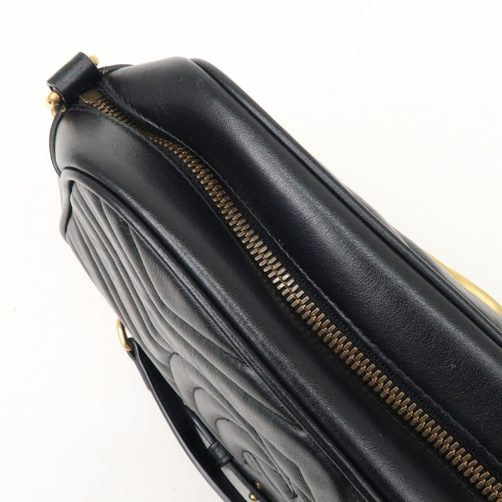 GUCCI GG Marmont Leather Chain Shoulder Bag Black 447632
