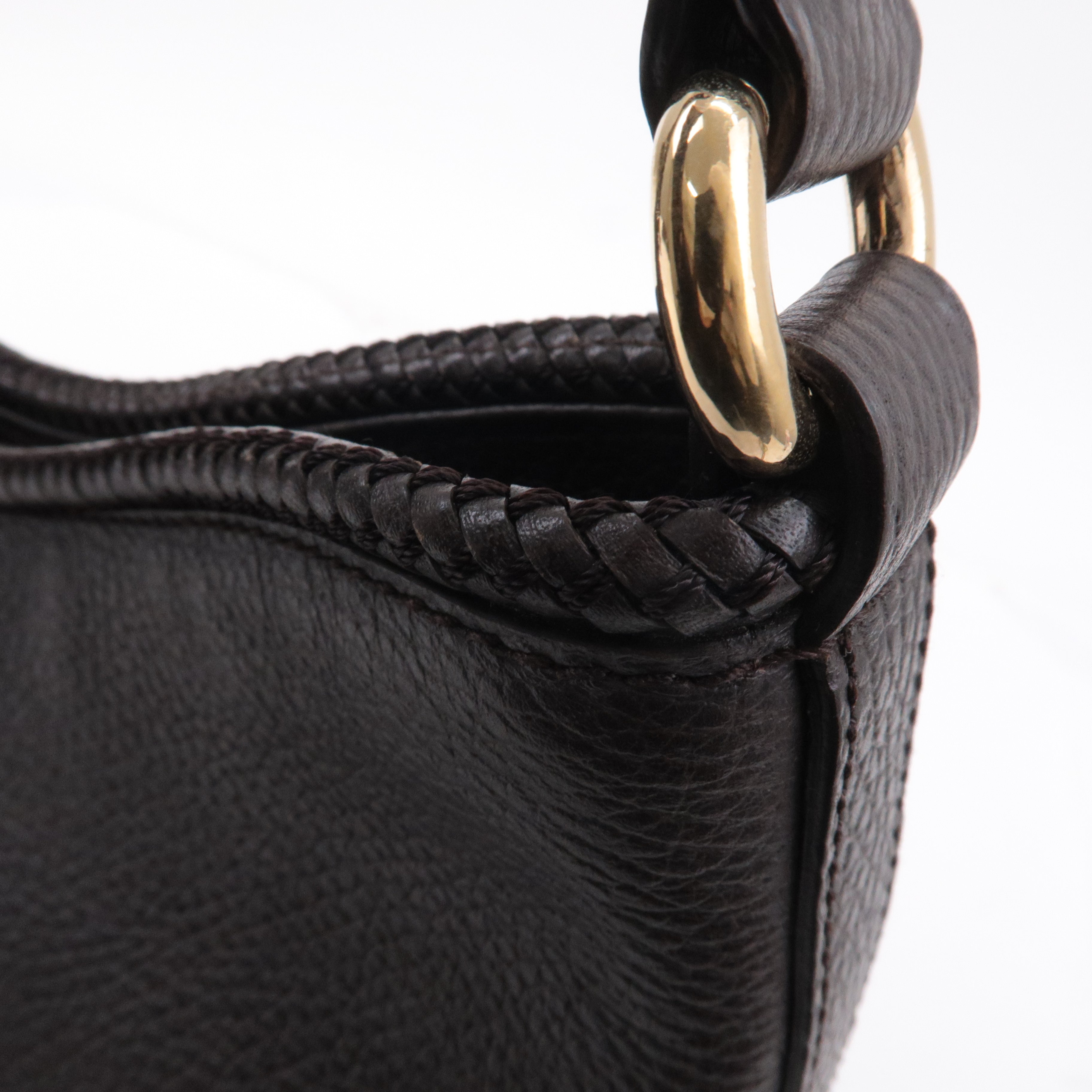GUCCI Leather Shoulder Bag Hand Bag Dark Brown 336659