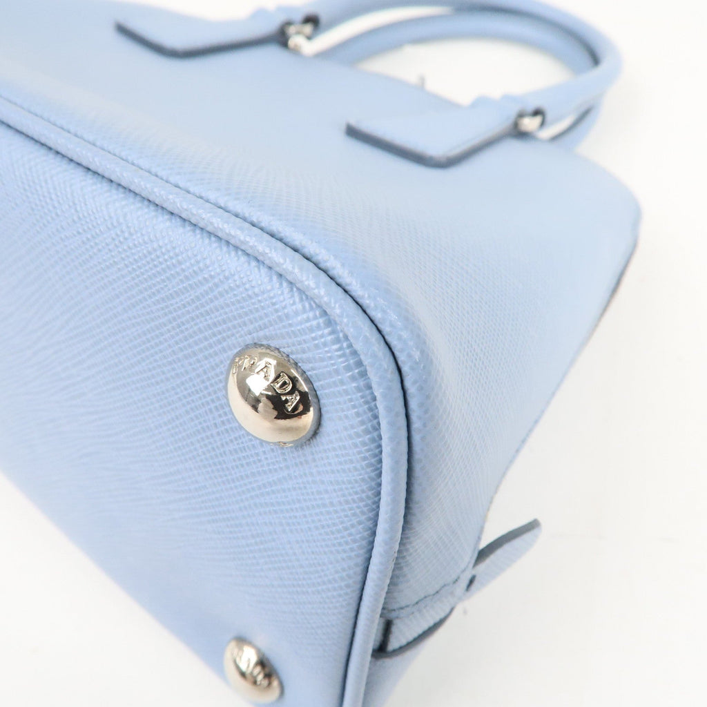 Prada Logo Leather 2Way Bag Hand Bag Shoulder Bag Blue 1BA838