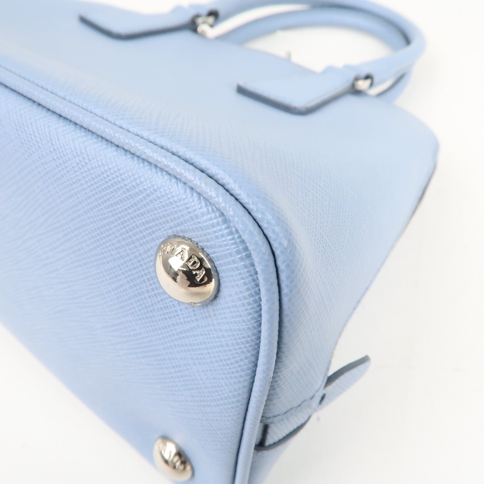Prada Logo Leather 2Way Bag Hand Bag Shoulder Bag Blue 1BA838