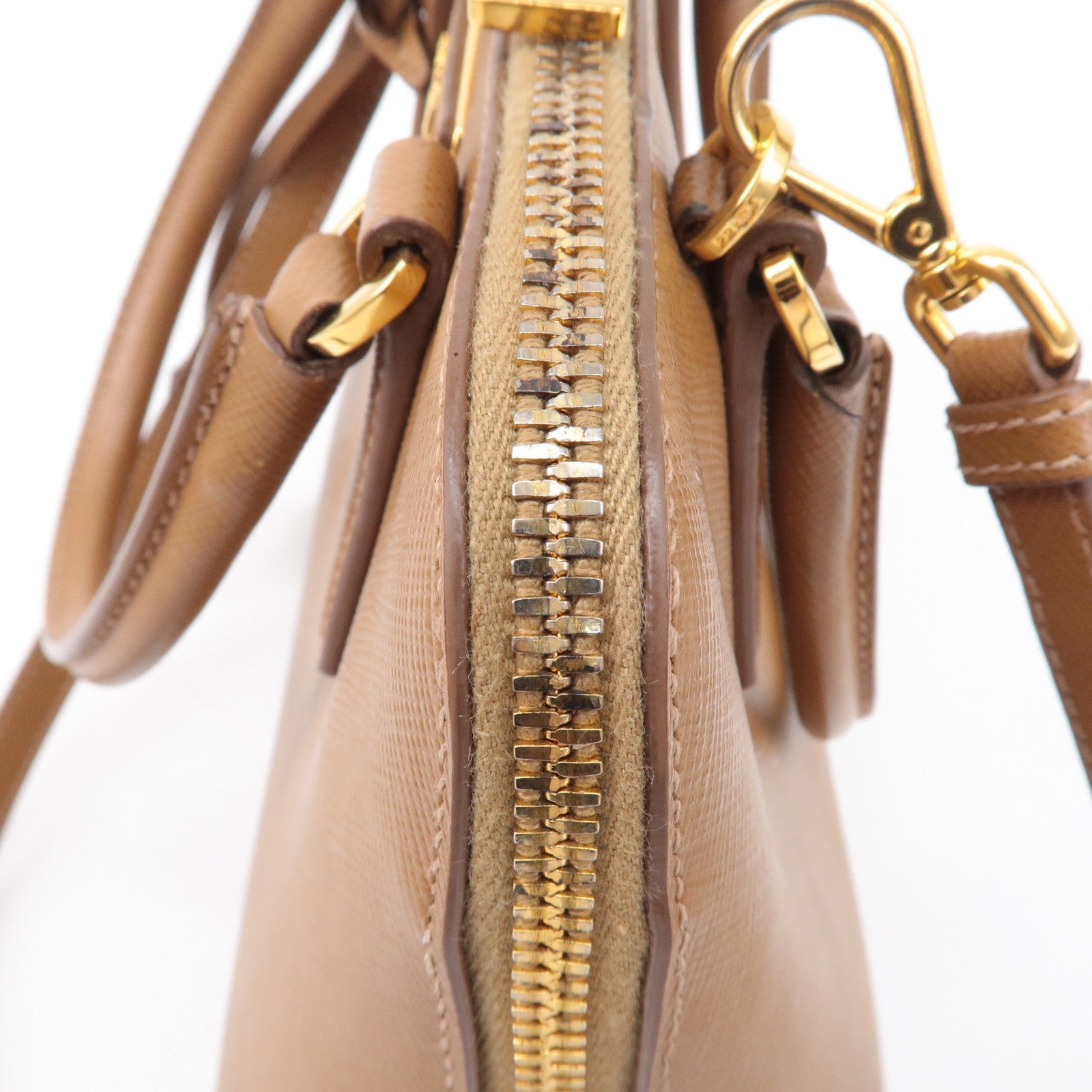 Prada Logo Leather 2Way Bag Hand Bag Shoulder Bag Brown