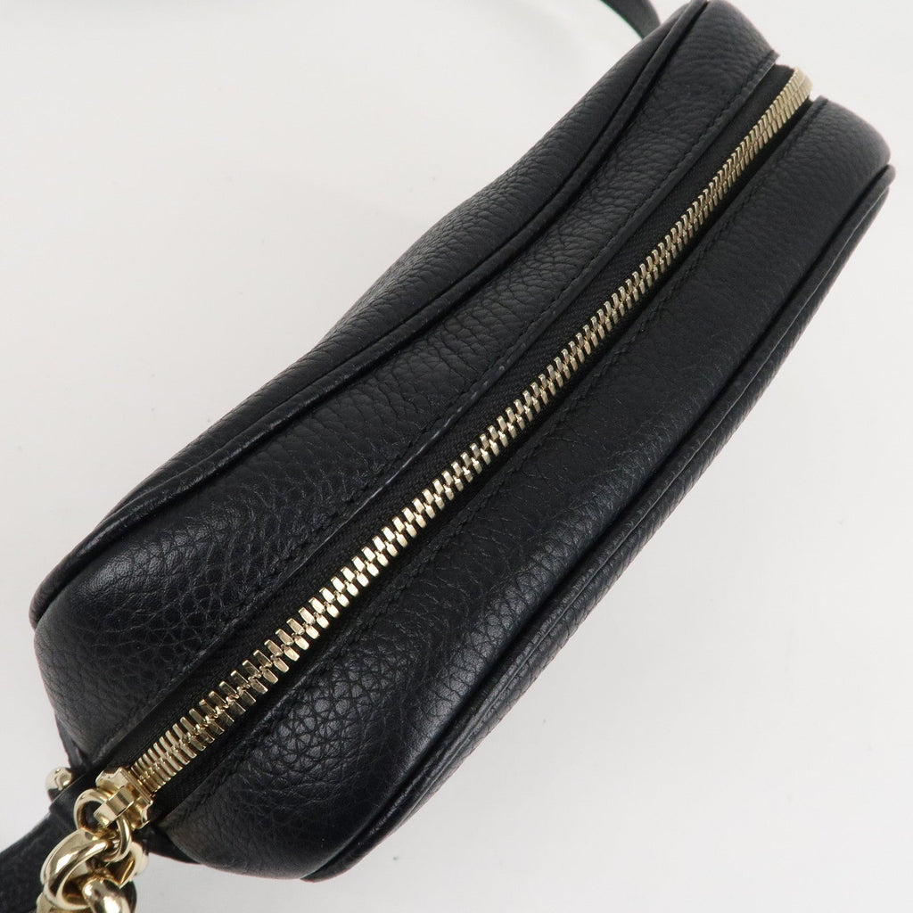 GUCCI SOHO Small Disco Leather Shoulder Bag Black 308364
