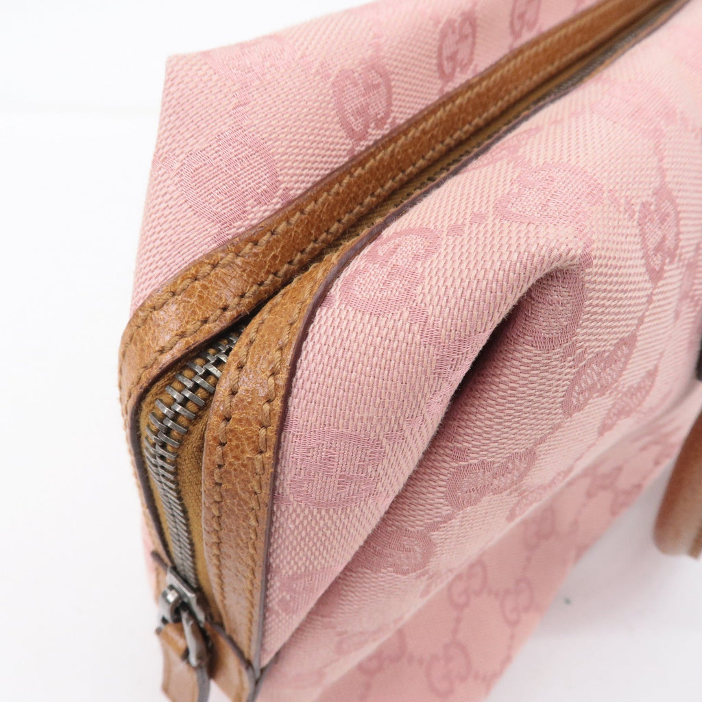 GUCCI GG Canvas Leather Mini Boston Bag Hand Bag Pink 113009