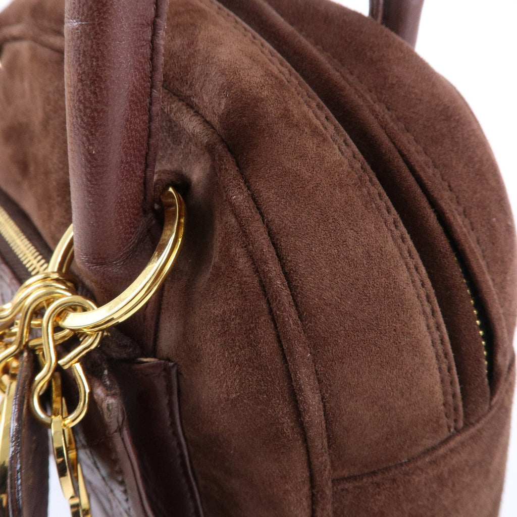 Christian Dior Cannage Suede Leather Hand Bag Brown