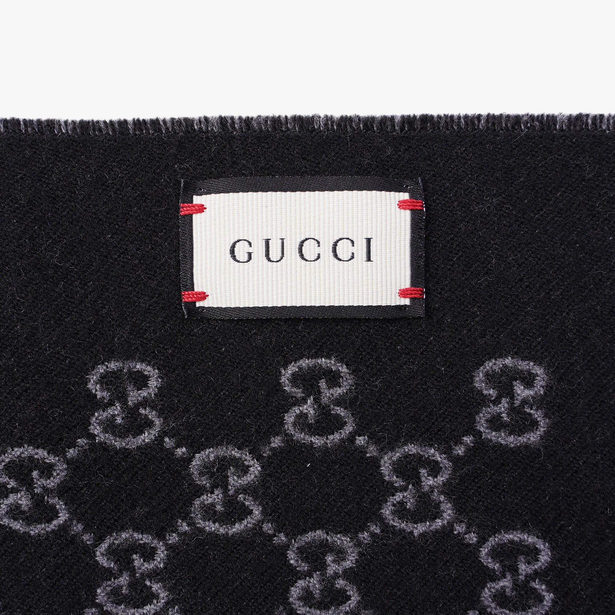 Gucci Womens GG Jacquard Scarf Black 33x175