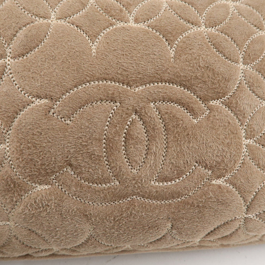 CHANEL Nubuck Fur Leather Shoulder Bag Hand Bag Beige