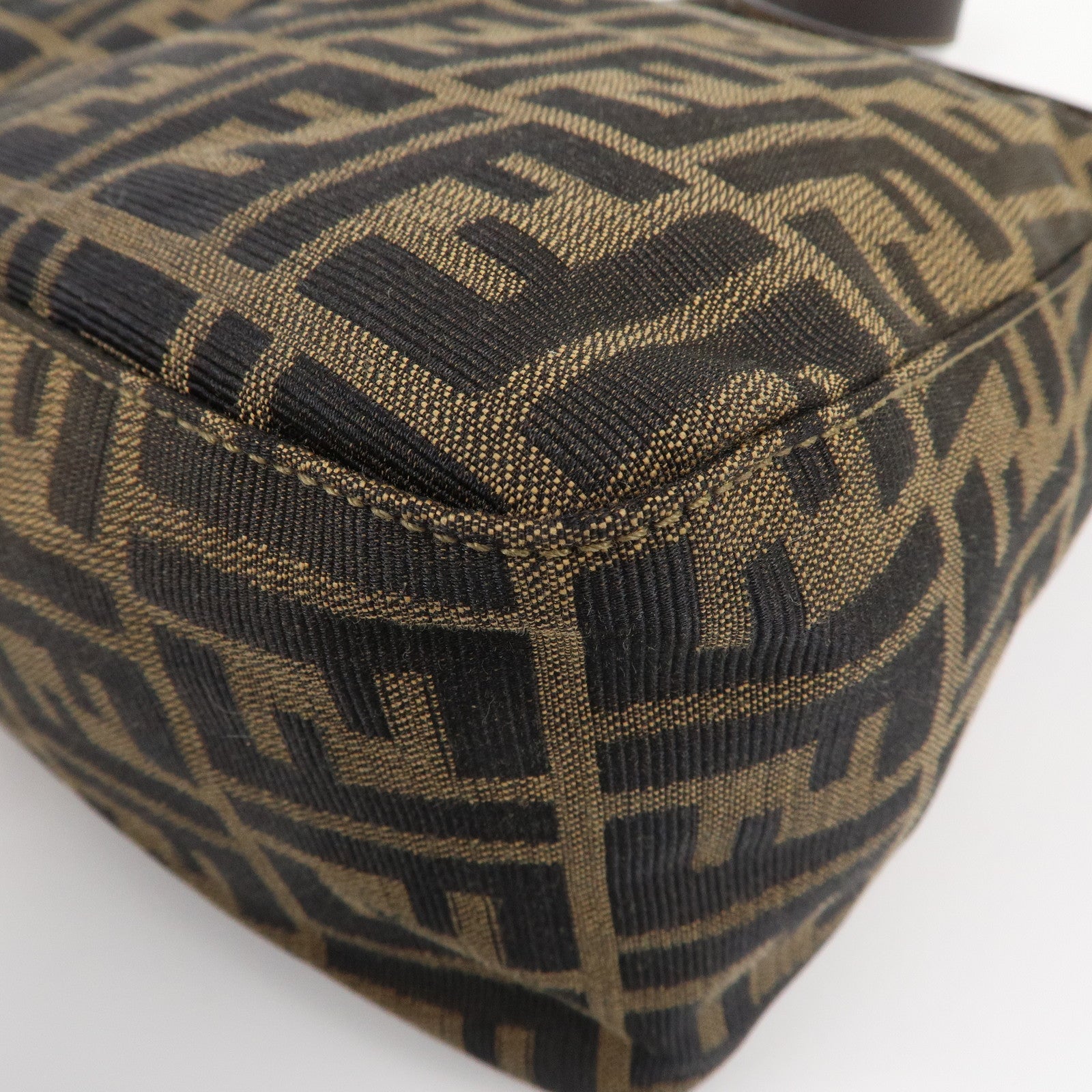 FENDI Mamma Baguette Zucca Canvas Leather Shoulder Bag 26325