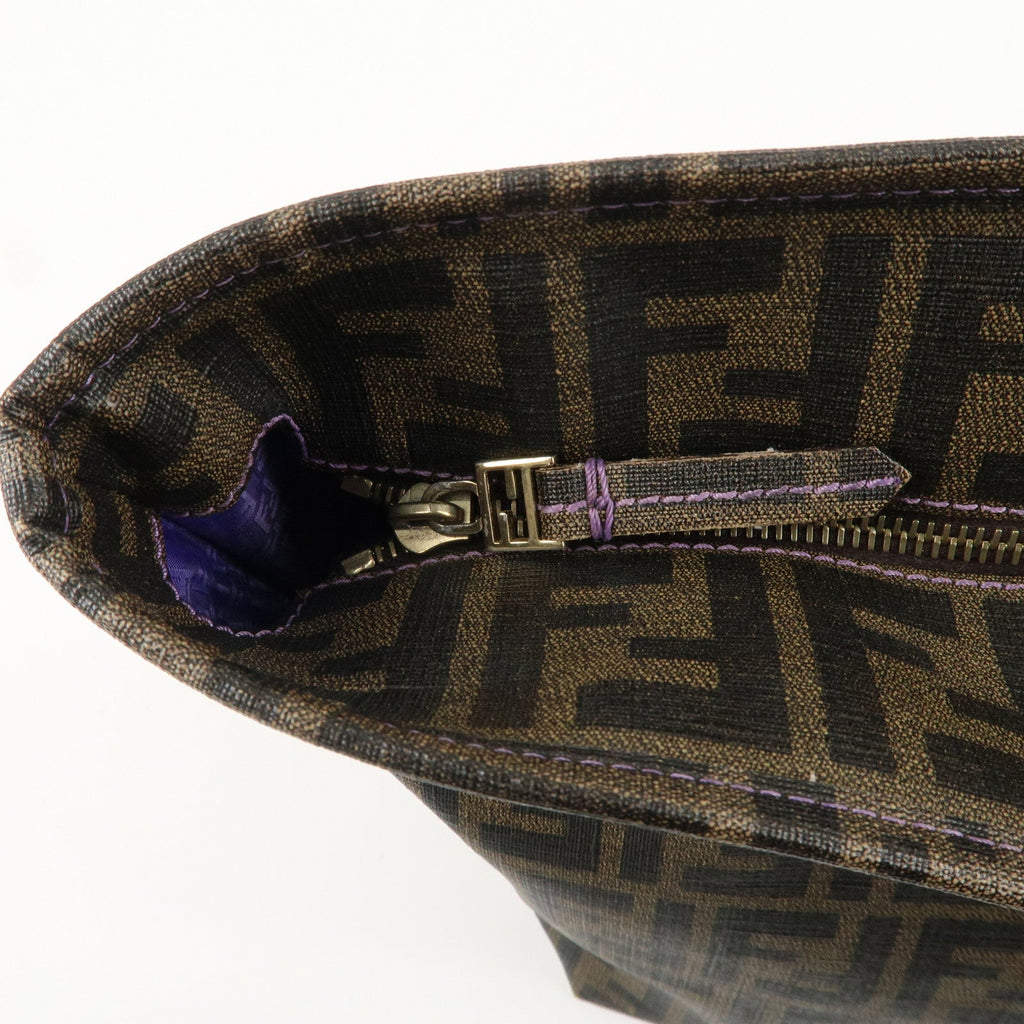 FENDI Zucca Logo Print PVC Tote Bag Brown Black Purple 8BH185