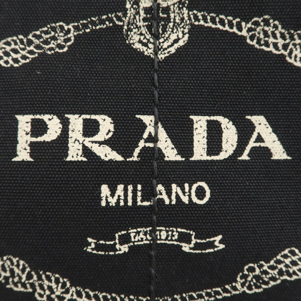 Prada Canapa Canvas Tote Bag Hand Bag Black BN1877