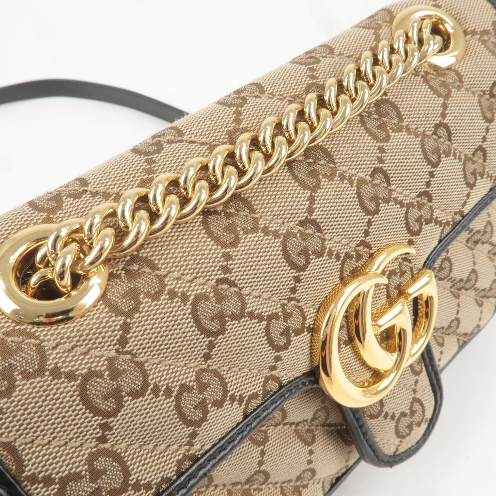 GUCCI GG Marmont GG Canvas Leather Chain Shoulder Bag 446744