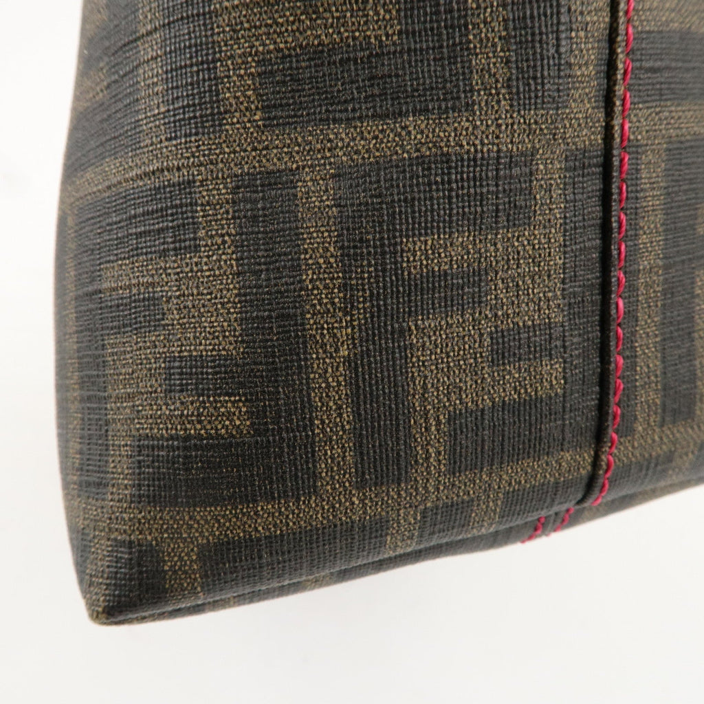 FENDI Zucca Logo Print PVC Tote Bag Brown Black Pink 8BH198