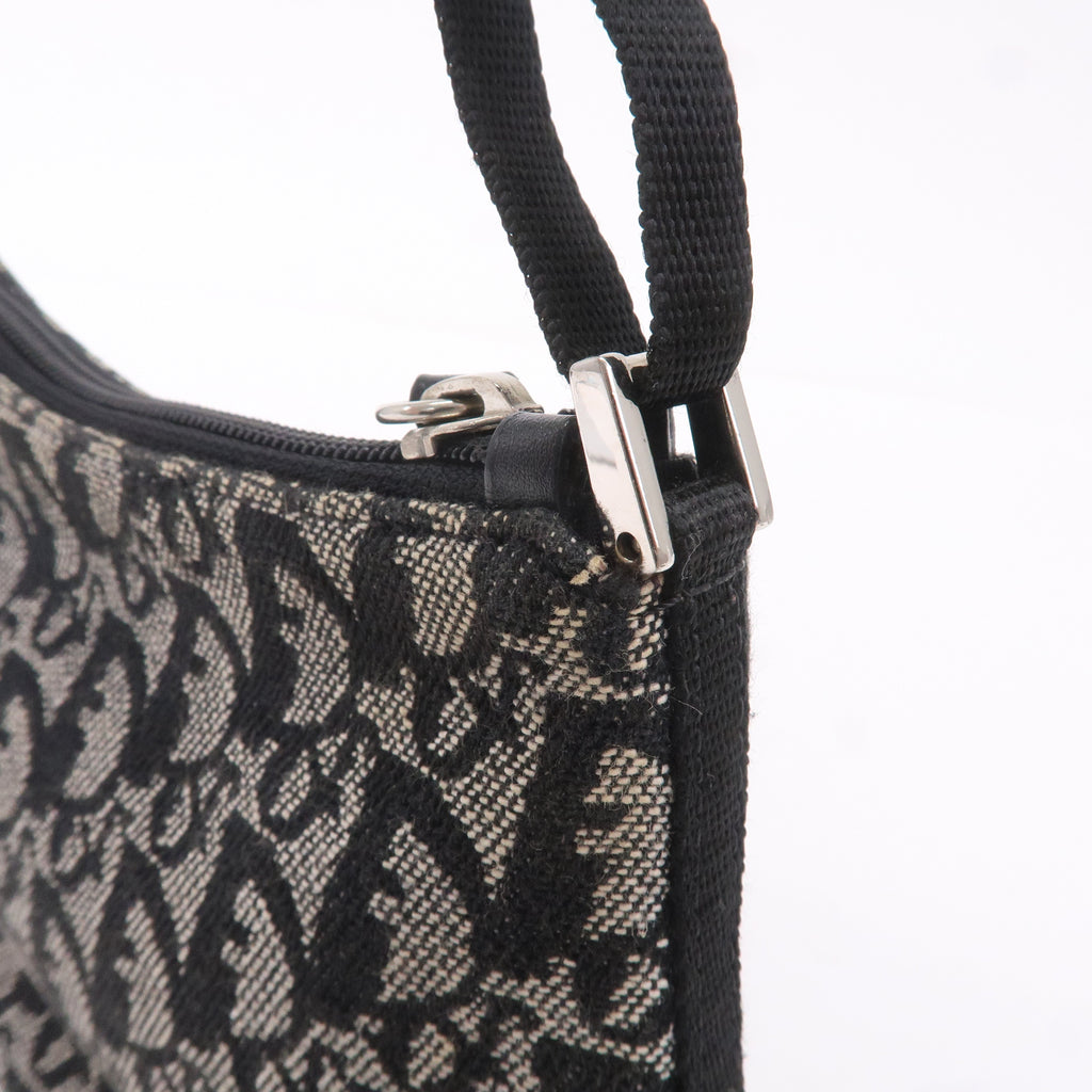 Christian Dior Trotter Canvas Leather Hand Bag Pouch Black
