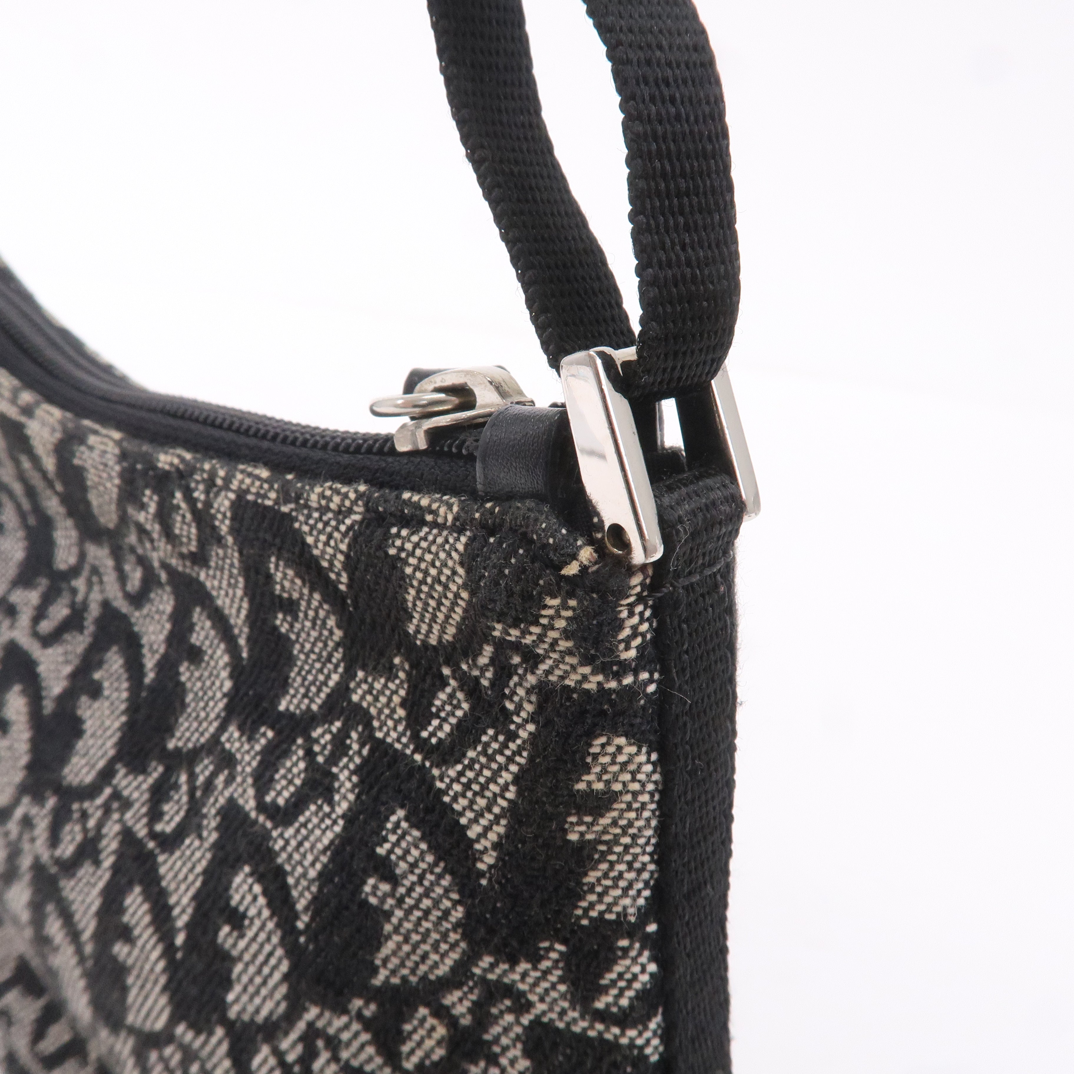 Christian Dior Trotter Canvas Leather Hand Bag Pouch Black