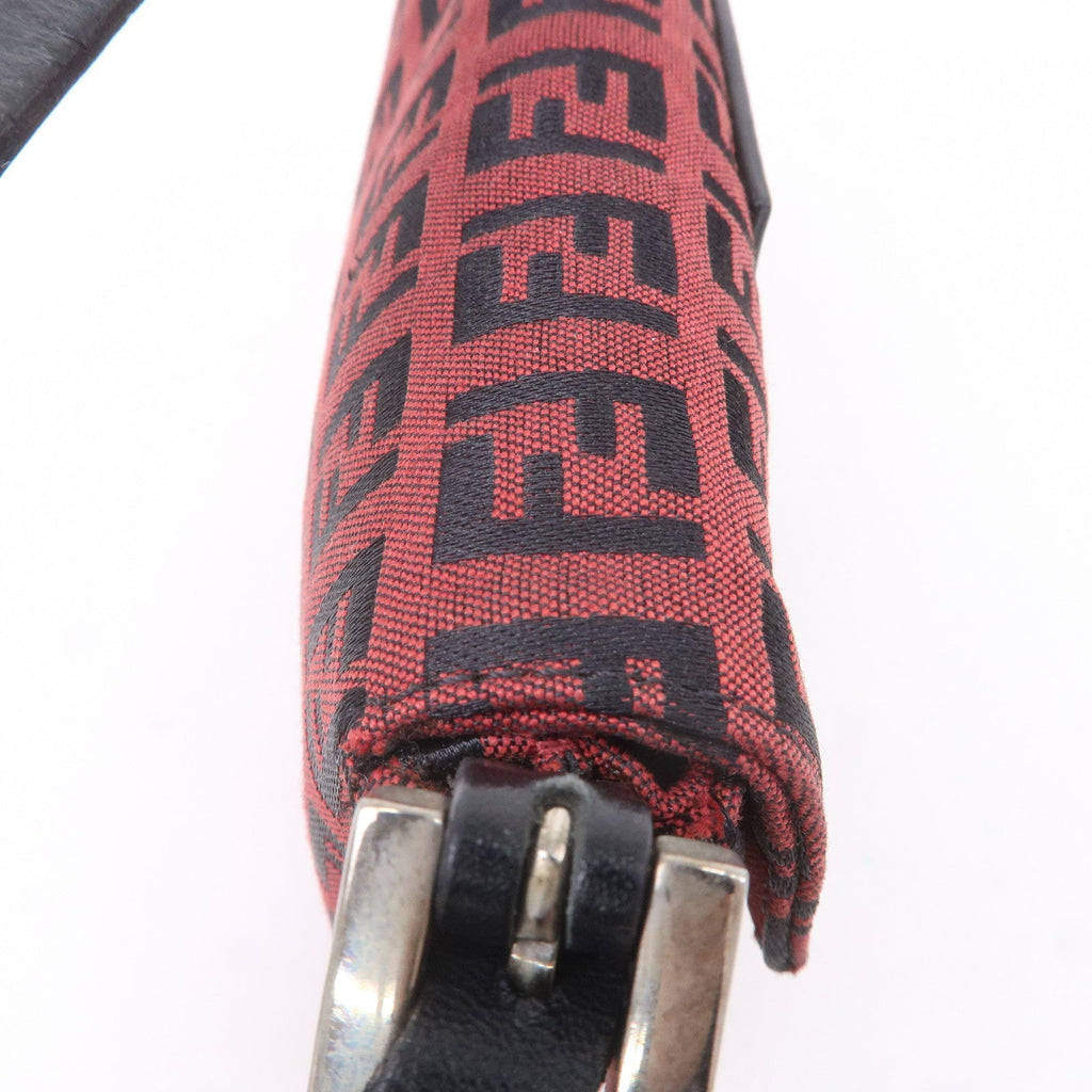 FENDI Mini Mamma Baguette Zucchino Canvas Leather Bag Red 8BK005