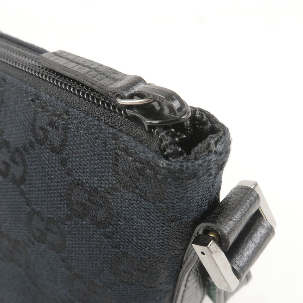 GUCCI Sherry GG Canvas Leather Hand Bag Purse Pouch Black 141809