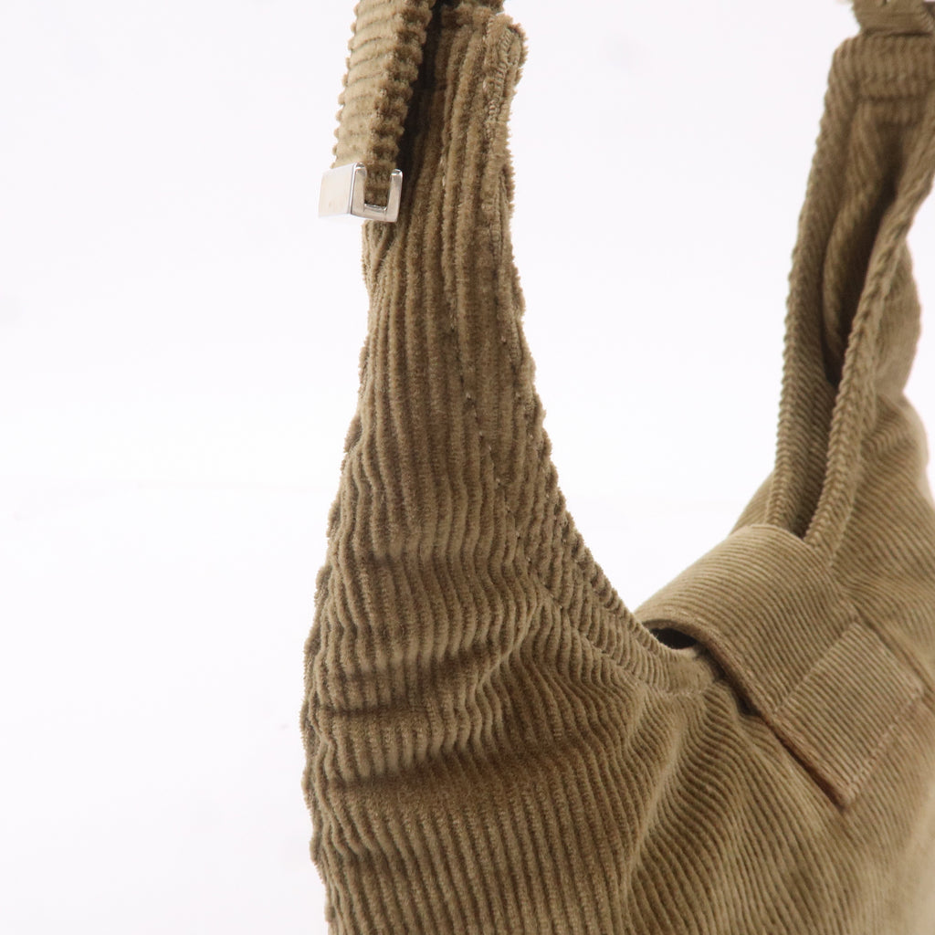 FENDI Corduroy Shoulder Bag Hand Bag Khaki Brown