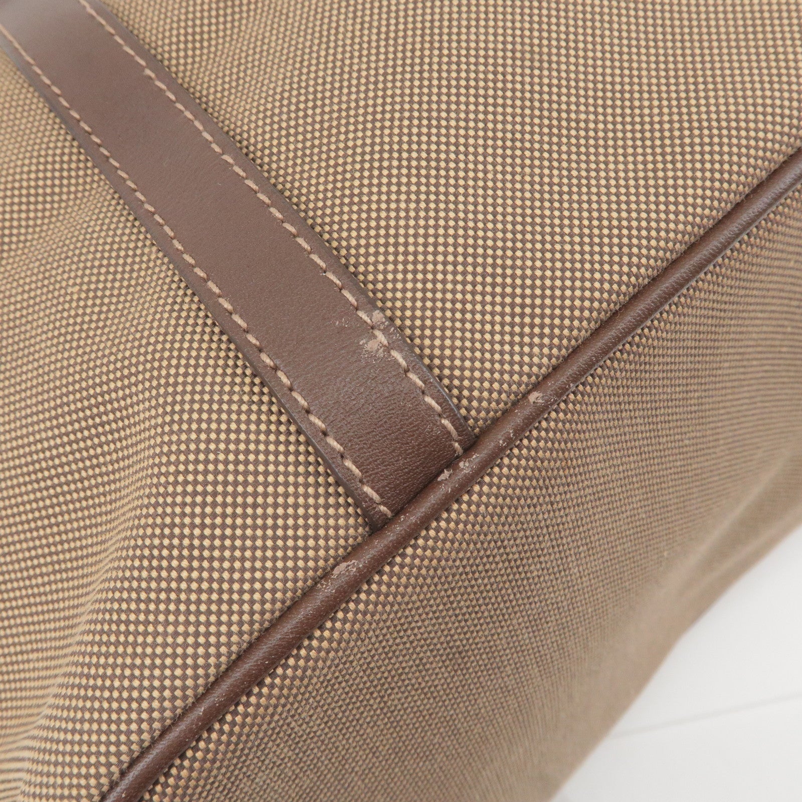 Prada Logo Jacquard Leather 2Way Tote Bag Beige Brown BR4253