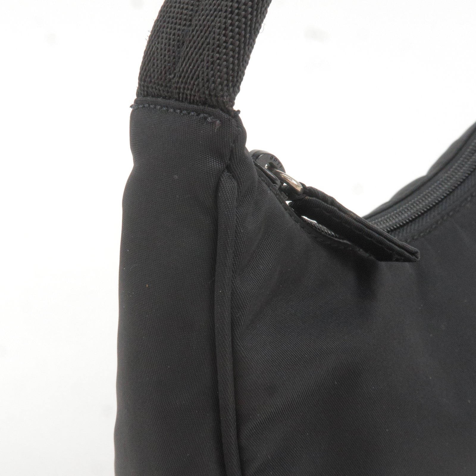 Prada Logo Nylon Hand Bag Pouch Purse NERO Black