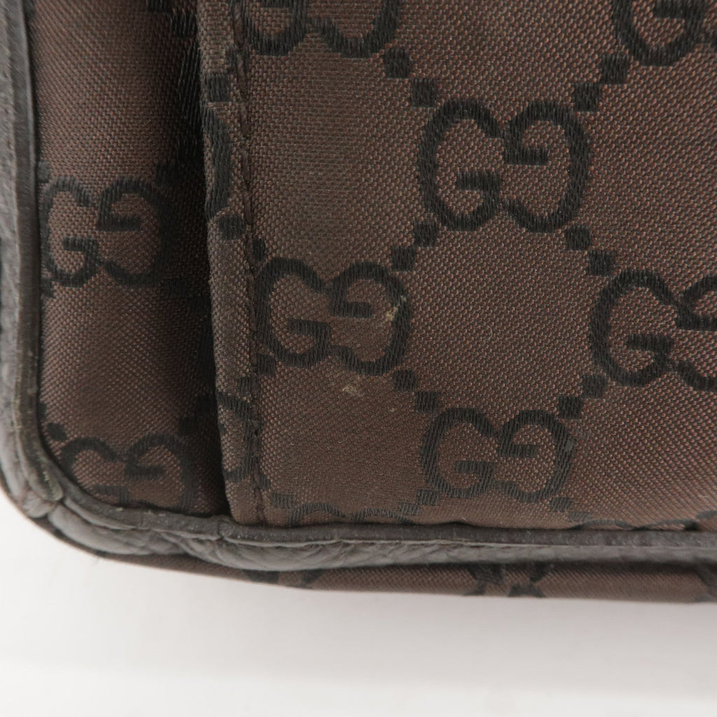 GUCCI GG Canvas Leather Tote Bag Shoulder Bag Dark Brown 268639