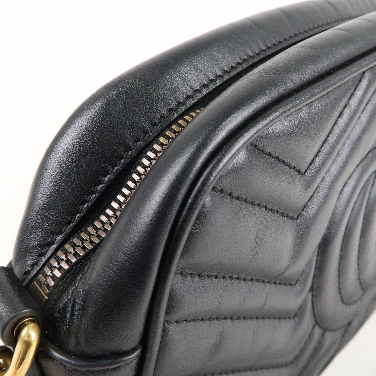 GUCCI GG Marmont Leather Chain Shoulder Bag Crossbody Black 447632