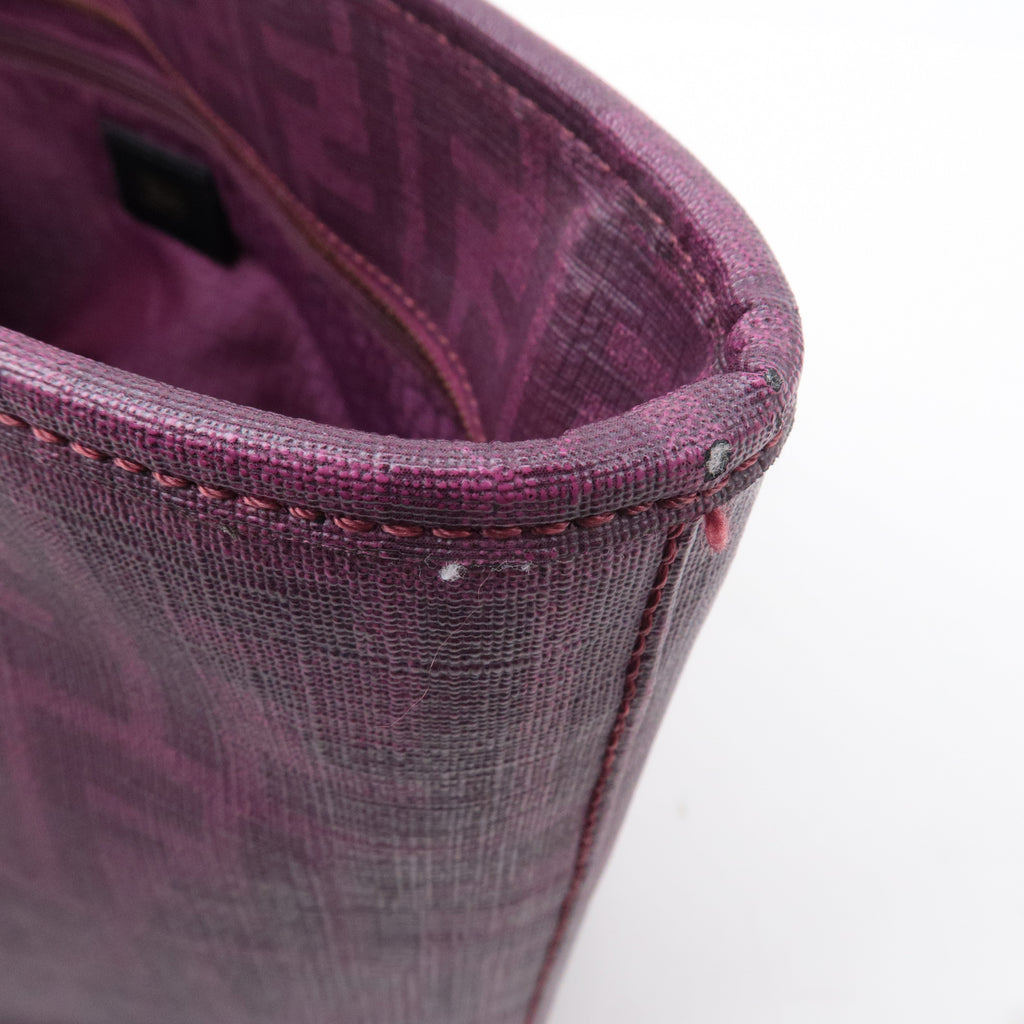 FENDI Zucca Logo Print PVC Leather Tote Bag Purple 8BH198