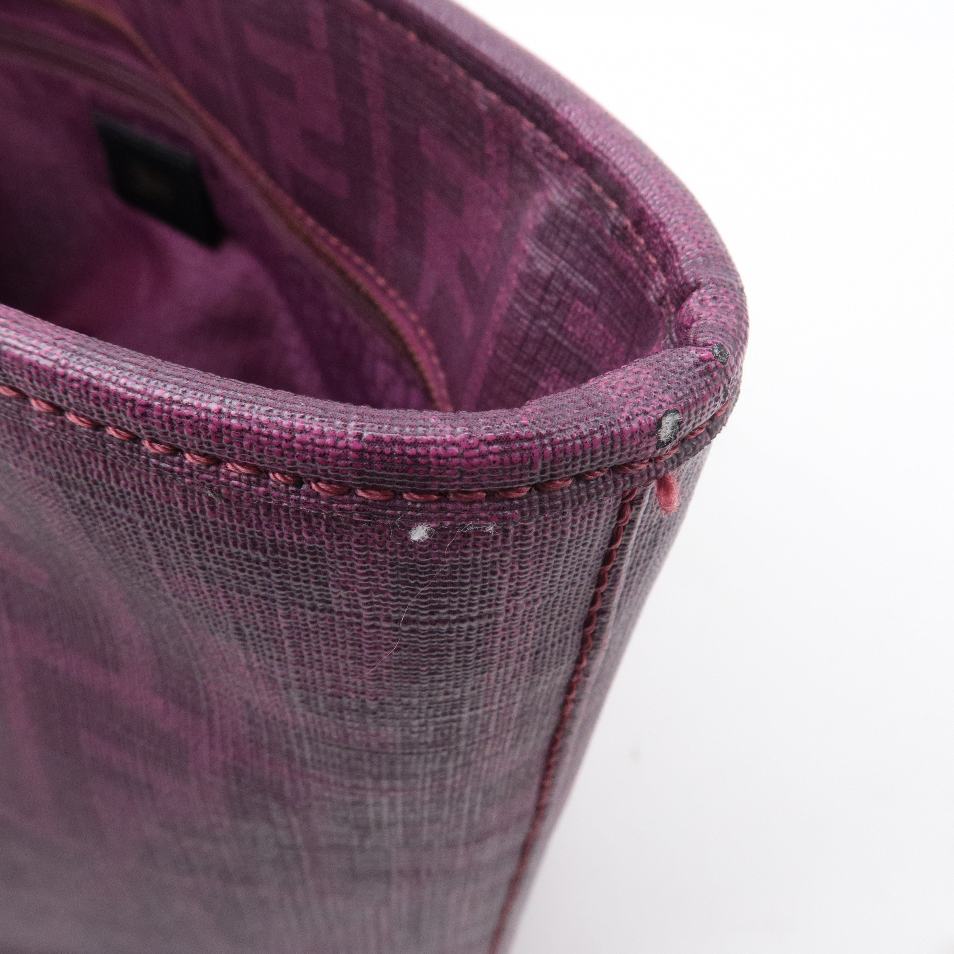FENDI Zucca Logo Print PVC Leather Tote Bag Purple 8BH198