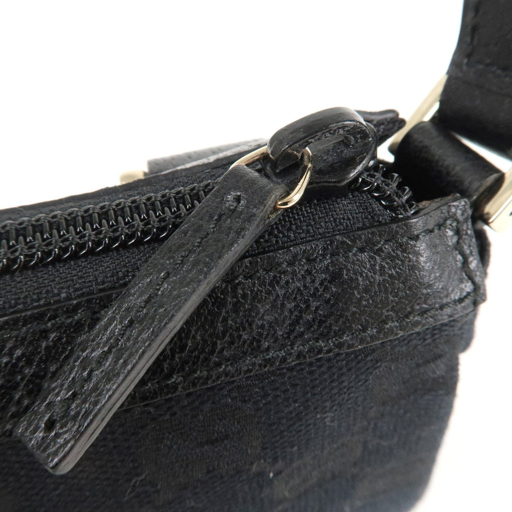 GUCCI Abbey GG Canvas Leather Hand Bag Pouch Black 145750