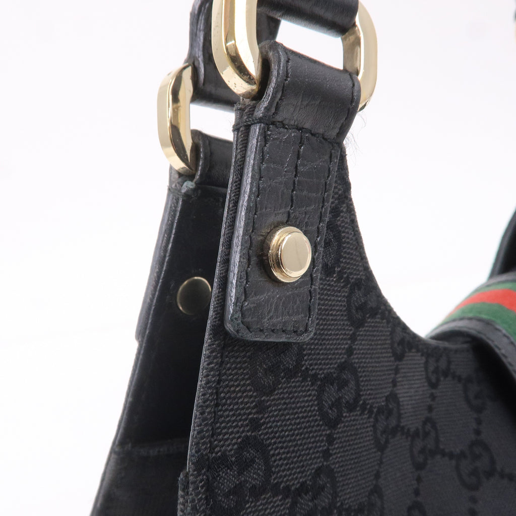 GUCCI Sherry GG Canvas Leather Shoulder Bag Black 130995